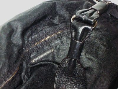 KATE SPADE Black Nylon And Leather Drawstring Slouchy Satchel Handbag 