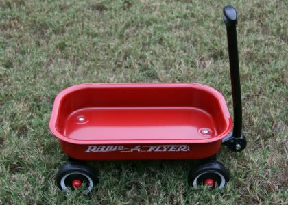 MINIATURE RADIO FLYER WAGON AND WHEELBARROW RED  