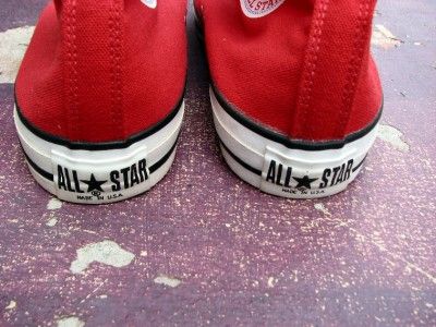 VINTAGE CONVERSE ALL STAR RED CANVAS SHOES USA CHUCK TAYLOR US12 