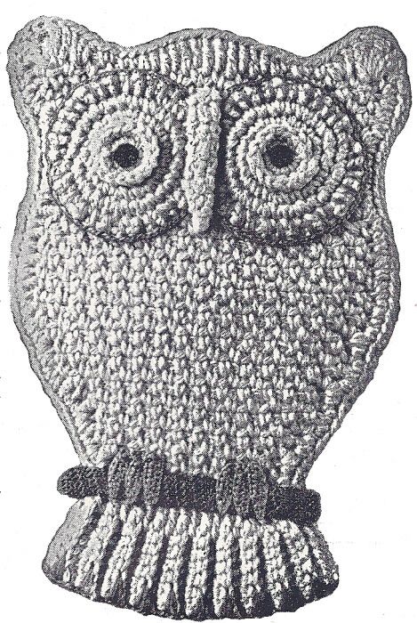 Vintage Crochet PATTERN Pot Holder Owl Motif Hot Pad  