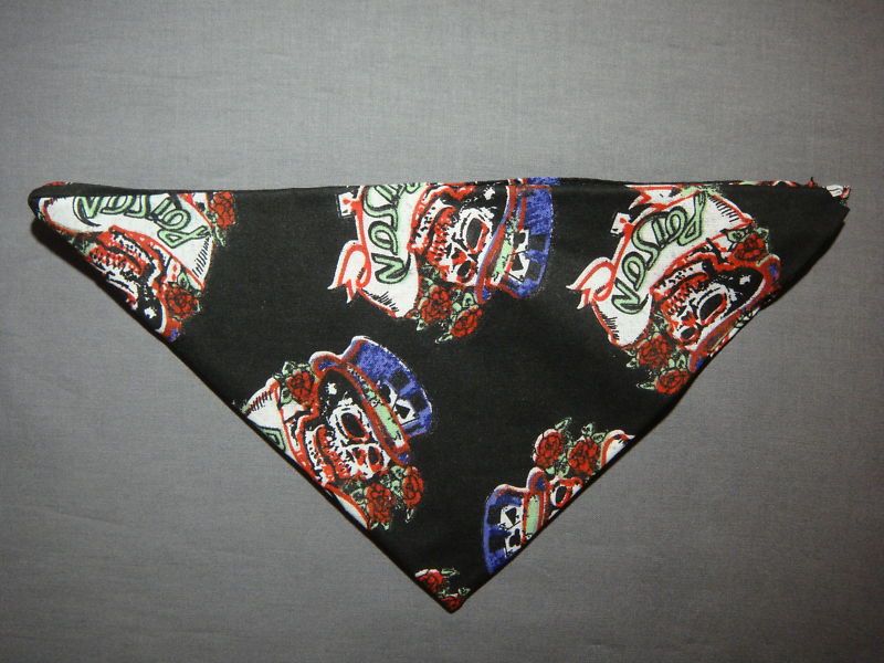 POISON SKULL AND TOP HAT LOGO BLACK BANDANA NEW  