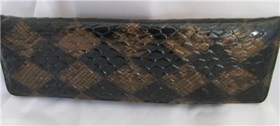 BROWN FAUX LEATHER SNAKE CLUTCH HANDBAG/PURSE WRISTLET  