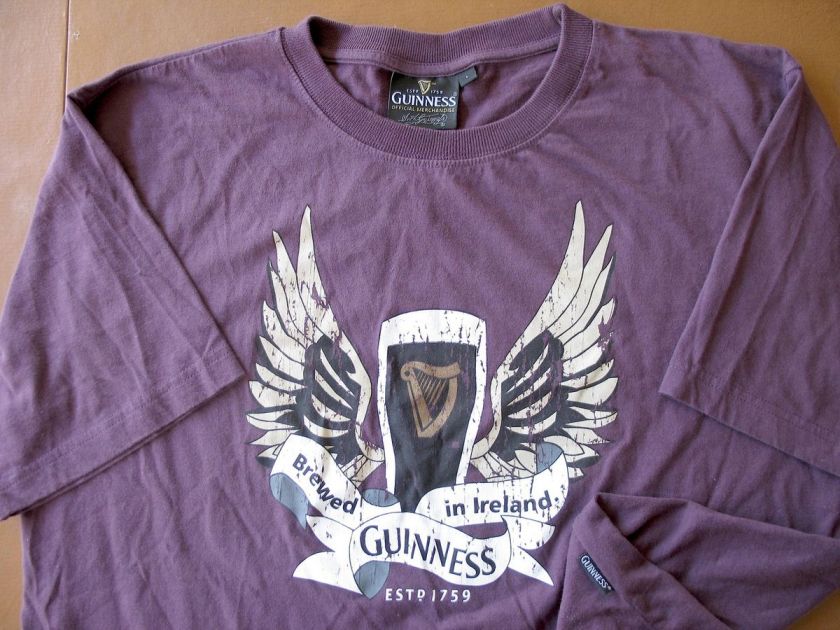 GUINNESS Brewed in Ireland WINGS logo OFFICIAL UK Merch t shirt size L 