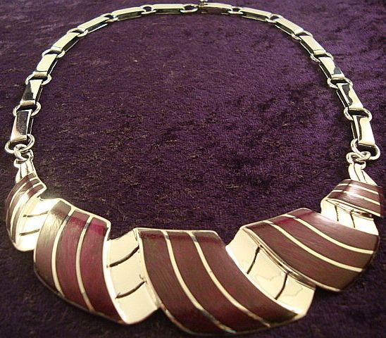   DESIGN TAXCO MEXICAN STERLING SILVER ROSEWOOD NECKLACE MEXICO  