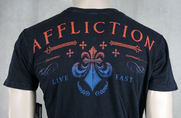 AFFLICTION Mens T shirt MONTAGE crew neck black lava wash A5412 