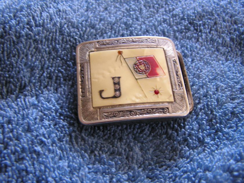 Vintage Art Deco Belt Buckle Mother of Pearl  