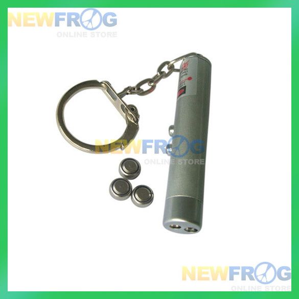 1mW 2in1 Super Red Laser Pointer White LED Lamp Keyring  