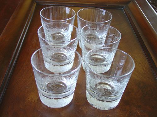 Old Fashioned Glasses Intaglia Cut Richard E Bishop Ducks  