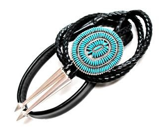 Edith Tsabetsaye Zuni Turquoise Cluster Bolo L@@K  