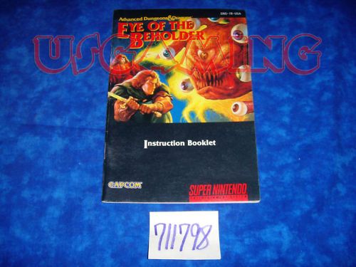 SNES Super Nintendo Manual EYE OF THE BEHOLDER D & D   VERY GOOD 