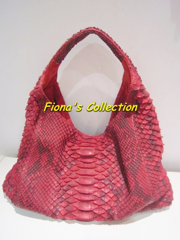 LARGE PYTHON HOBO BAG PURSE HANDBAG ~ RED  