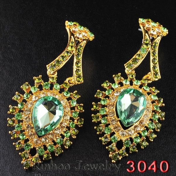 W28937green rhinestrone alloy Necklace Earring bridal  