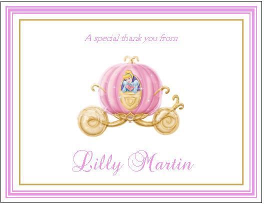 Pink Cinderella Coach Note/Thank You Cards  