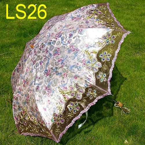 Ladys Lace Parasol Double Folding Anti Uv Sun Umbrella  