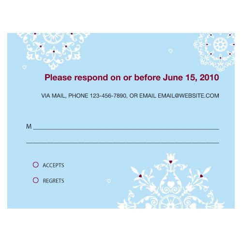 24 Wedding Reception Personalized/Customized Response RSVP Cards For 