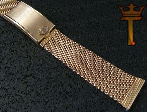nos 3/4 19mm Hadley USA Gold rgp Mesh Old Stock Unused Vintage Watch 