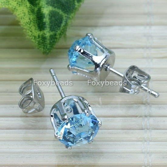 NEW* Nickel Free BLUE Zircon Zirconia Ear Studs @Pair  