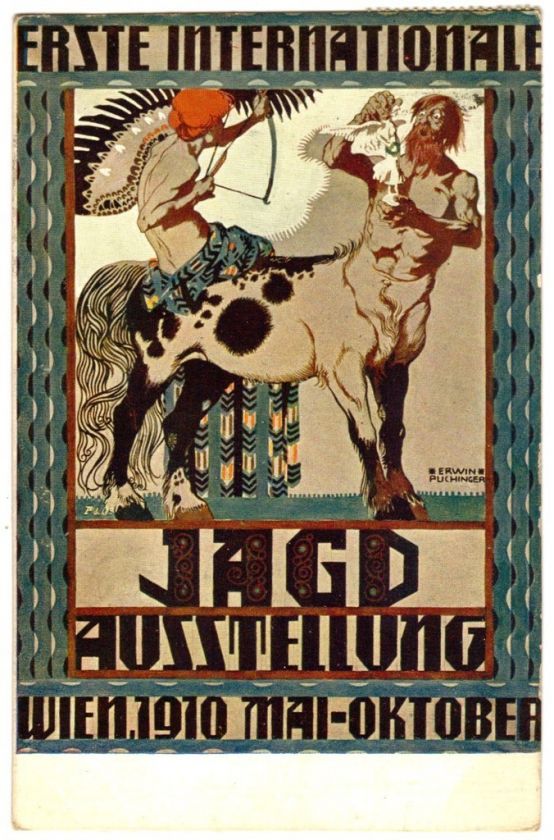   WIENER WERKSTATTE 1910 HUNTING EXPO SIGNED ERWIN PUCHINGER  