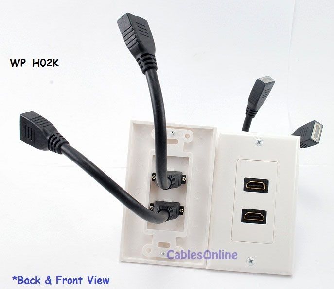 Port HDMI Wall Plate w/Pigtail Extension Cable, White  