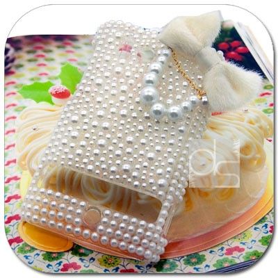 3D Bling Pearl Gems Rhinestone Hard Skin Back Case Cover For Sprint 