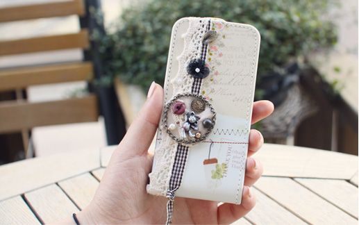 Morigirls Song(Beige)/HAPPYMORI Korean cute leather case cover for 