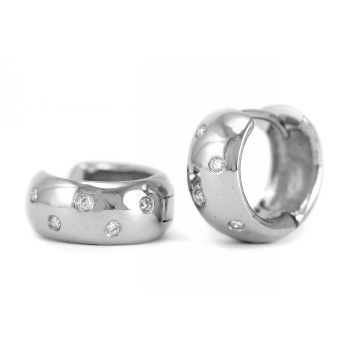 VS DIAMOND HUGGIE HOOP EARRINGS 14K WHITE GOLD  