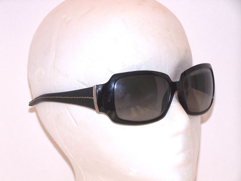 FENDI SUNGLASSES GLASSES BLACK LEATHER SILVER ITALY  