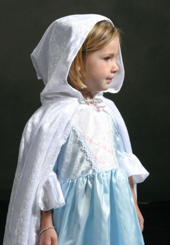 NEW Princess Hooded Cloak White Girl Medieval Cape L/XL  