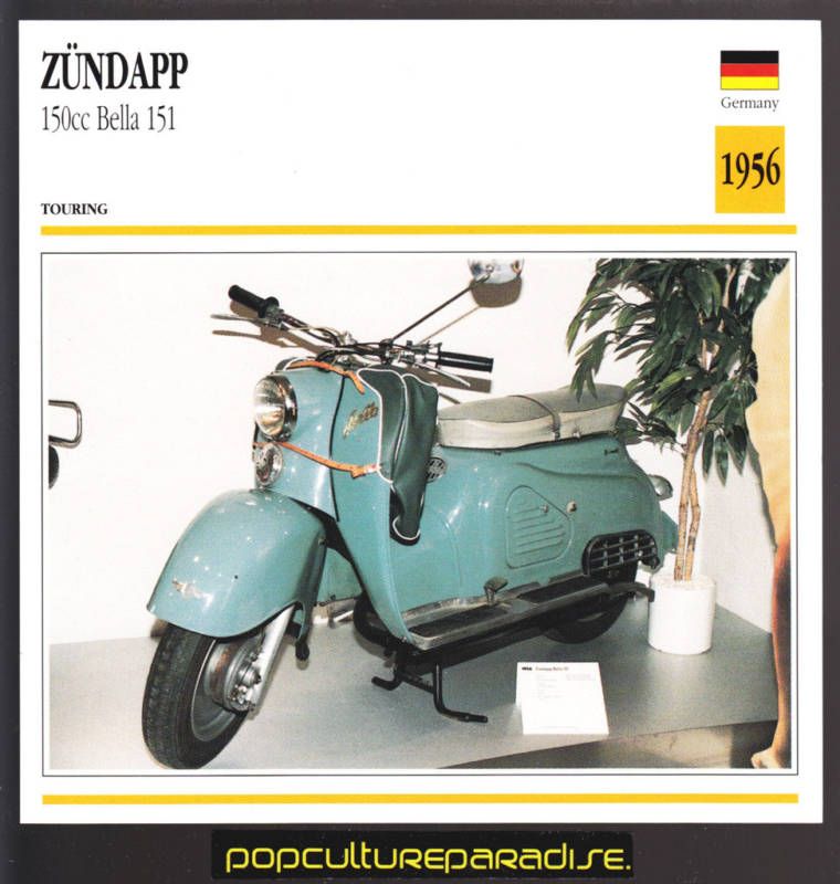 1956 ZUNDAPP 150cc BELLA 151 MOPED SCOOTER BIKE CARD  