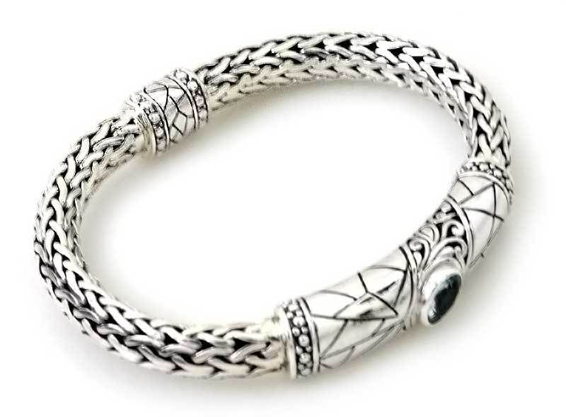 BRAIDED Mens Sterling Silver & Topaz BRACELET ~ NOVICA  