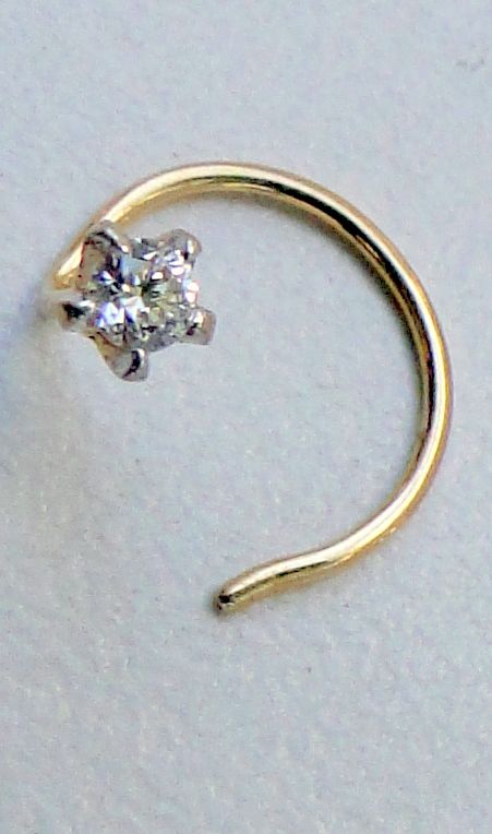 18 K Diamond set nose pin stud nosering  