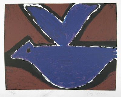 Josef Herman Original Signed Silkscreen Bird LISTED  