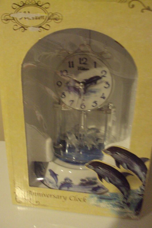 WALTHAM ANNIVERSARY CRYSTAL DOLPHINS PENDULUMS CLOCK  