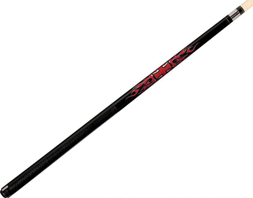 Players Kandy Black/Red Iron Cross Pool Cue Stick/Case  