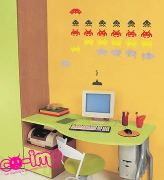 Space Invaders Video Game Mural Art Vinyl Wall Stickers  