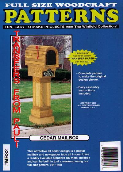 Cedar Mailbox Woodcraft Project Woodworking Pattern  