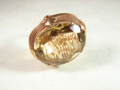   ROSE GOLD 15.5 GRAMS   25X20MM GENUINE CITRINE LARGE RING   NOT SCRAP