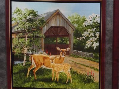   Fabric Pillow Panel Wild Wings Covered Bridge Animal Wildlife  