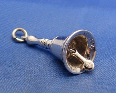 Vintage Silver Williamsburg Virginia Colonial Hand Bell Charm I. C 