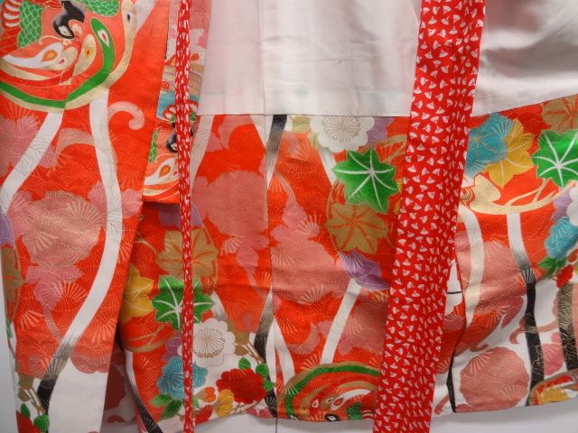 7013# Japanese KIMONO BLEND / VINTAGE GIRLS KIMONO / YUZEN PHOENIX 