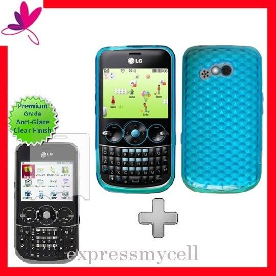 Screen Shield + BLUE TPU Case Cover 4 LG GW300 GOSSIP  