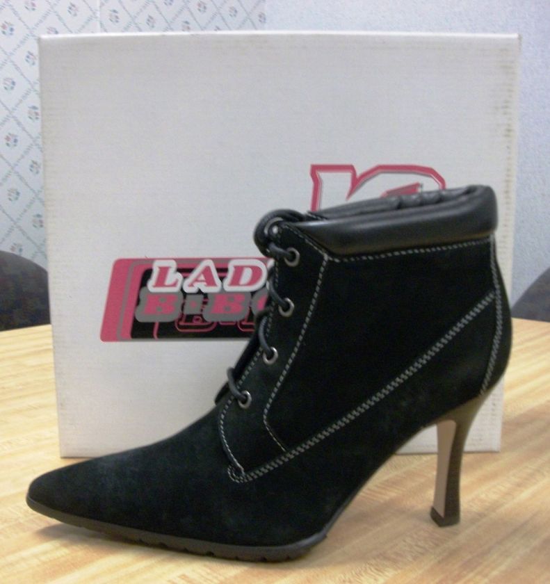 NEW BUFFALINO LADY B HIGH HEEL CONSTRUCTION WORKER BOOTS BOOTIES BLACK 