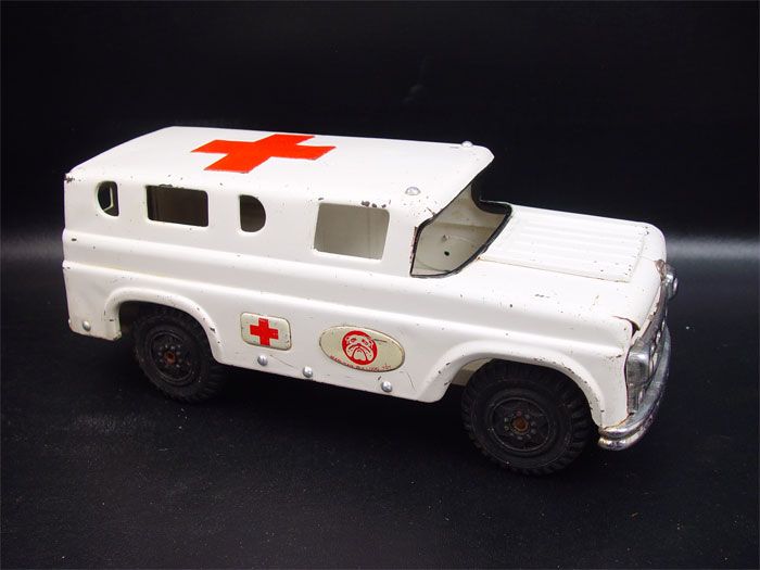 Marusan Japan Bulldog Toy Ambulance Pressed Steel 1950s  