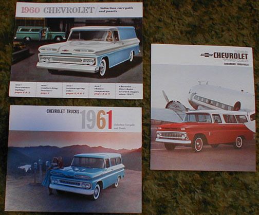 1960 1961 1963 Chevy Truck Suburban Brochures 3pc  