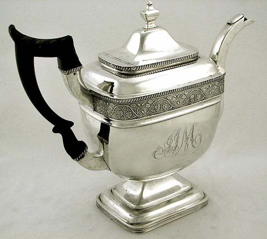   Coin Silver Teapot Descended Justice John Marshall c1815 42oz  