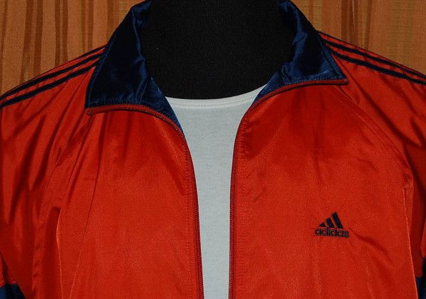 adidas ORANGE BLUE WARMUP WINDBREAKER JACKET MENS MED  