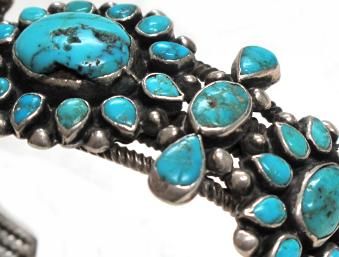 Antique Collection Zuni Turquoise Cluster Cuff–1930s  