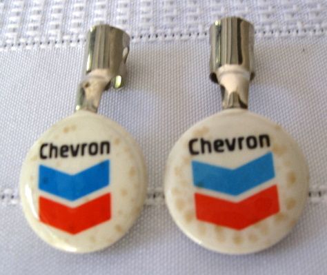 Chevron Gas Oil 2 Vintage Pencil Clips Clip ons  