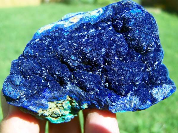 75 Bright Blue Velvety Azurite Cluster w/Malachite  