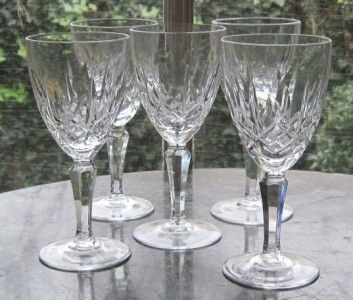 Five Galway Crystal Aran 6 1/8 Wine Glasses  